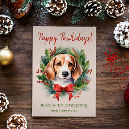 Beagle Hund jul Lycklig Pawlidays Howlidays Julkort