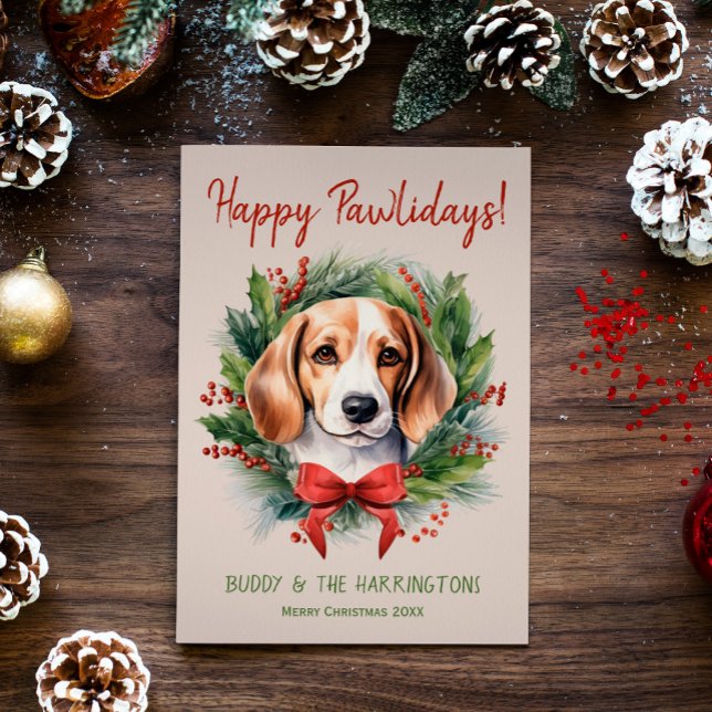 Beagle Hund jul Lycklig Pawlidays Howlidays Julkort (Skapare uppladdad)