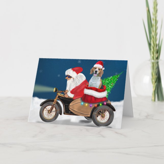 Beagle Hund Jul Tomte  Kort (Framsida)