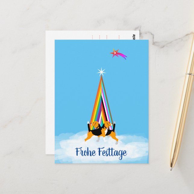 Beagle hund jul vykort (Fram/Back In Situ)