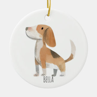 Beagle Hund Julgransprydnad Keramik