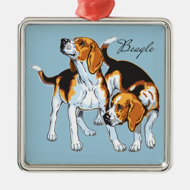 beagle hund julgransprydnad metall (Framsidan)