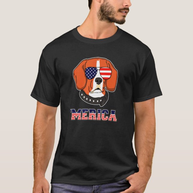 Beagle Hund juli 4:e juli T Shirt (Framsida)