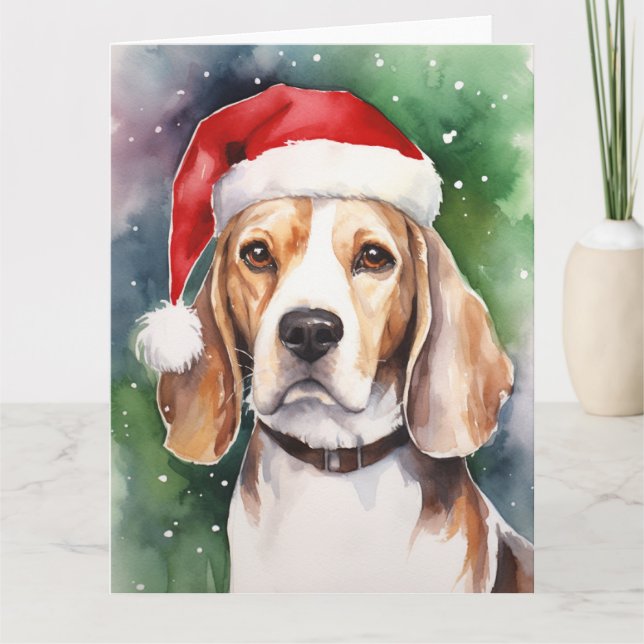 Beagle Hund jultomten Tassar Kort (Framsida)