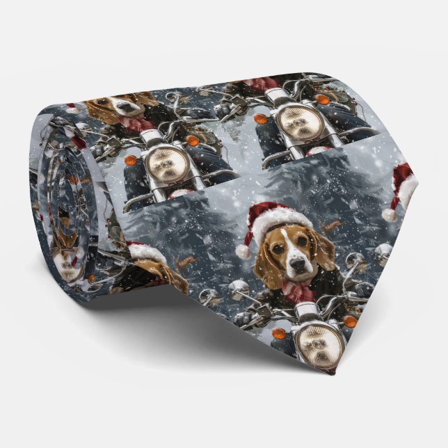 Beagle Hund Kör Motorcykel Jul Slips (Rullad)