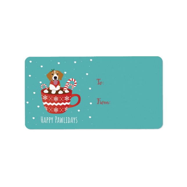 Beagle Hund Lycklig Pawlidays Adressetikett (Framsidan)