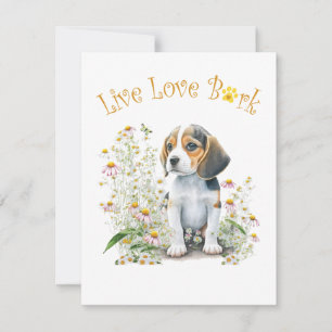 Beagle Hund Mamma Blommig Anteckningskort