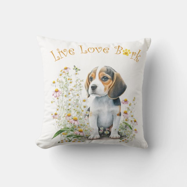 Beagle Hund Mamma Blommig Kudde (Framsida)