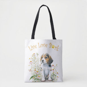 Beagle Hund Mamma Blommig Tygkasse