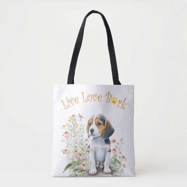 Beagle Hund Mamma Blommig Tygkasse (Framsida)