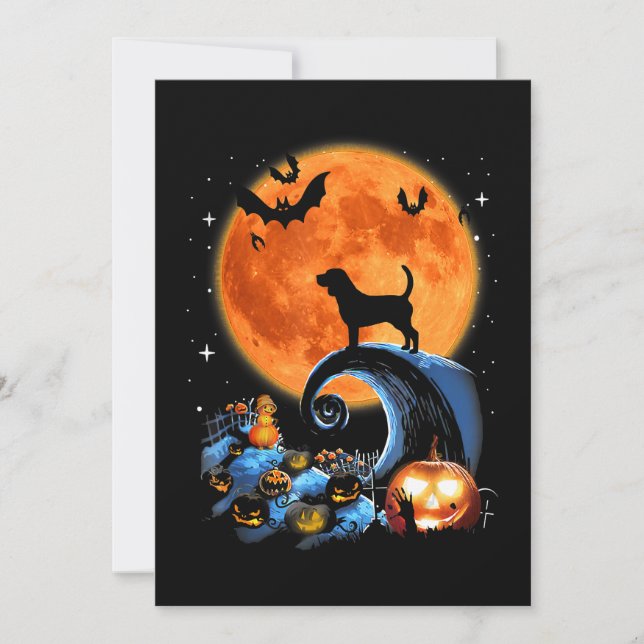 Beagle Hund Måne Pumpkin Halloween Costume Gift Meddelande (Framsida)