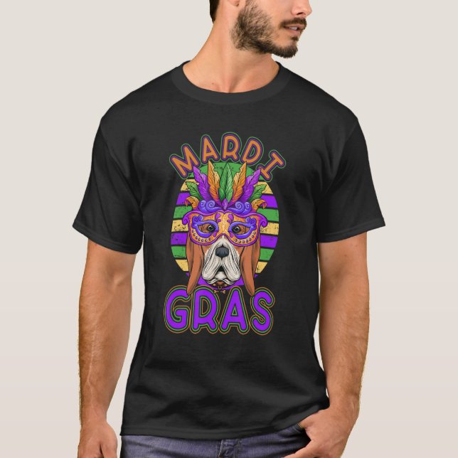 Beagle Hund Mardi Gras Mask Pet Mamma Pappa Puppy T Shirt (Framsida)