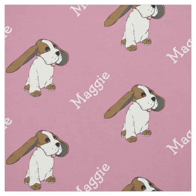 Beagle Hund Med Namn Blush Rosa Tyg Försäljning Pe (Provkarta)
