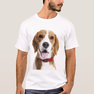 Beagle Hund med Röd Halsband T Shirt