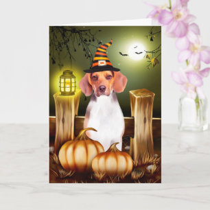 Beagle Hund med Witch Hat Halloween Gift Idea Kort