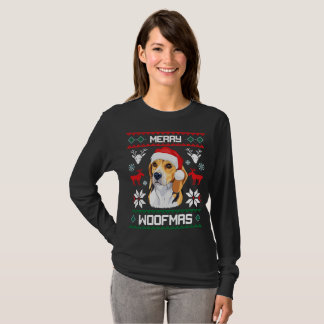 Beagle Hund Merry Woofmas jul Longsleeve T Shirt