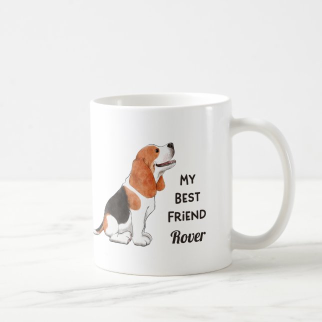 Beagle Hund Mitt bästa anpassade vändelnamn Kaffemugg (Höger)