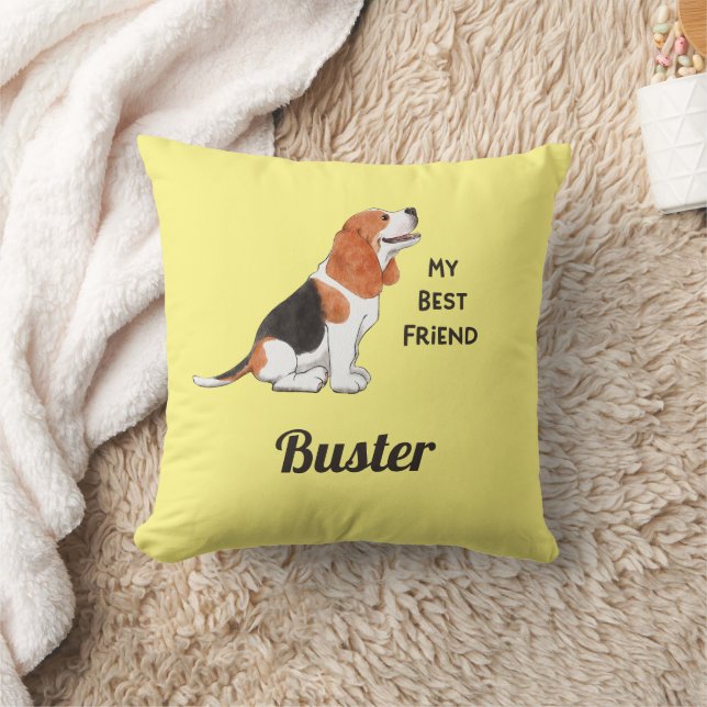 Beagle Hund Mitt bästa anpassade vändelnamn Kudde (Filt)