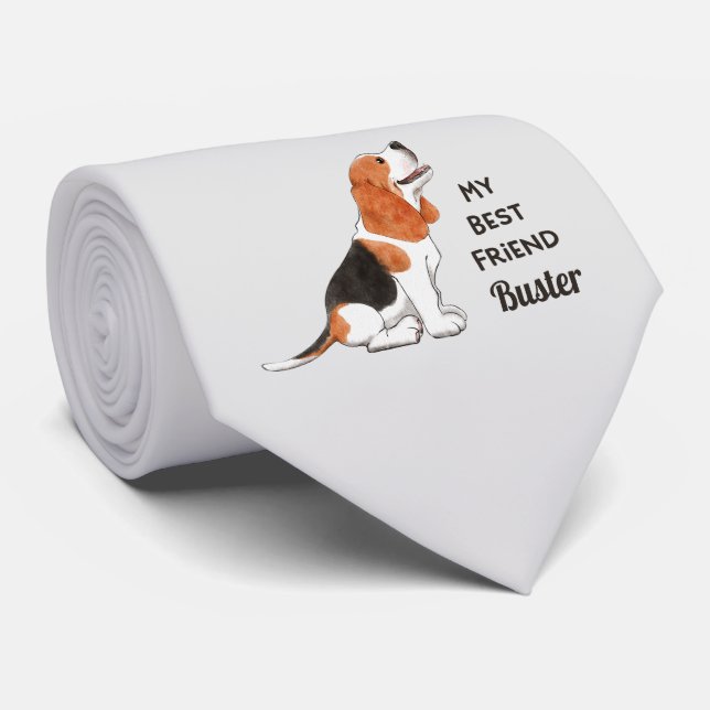 Beagle Hund Mitt bästa anpassade vändelnamn Slips (Rullad)