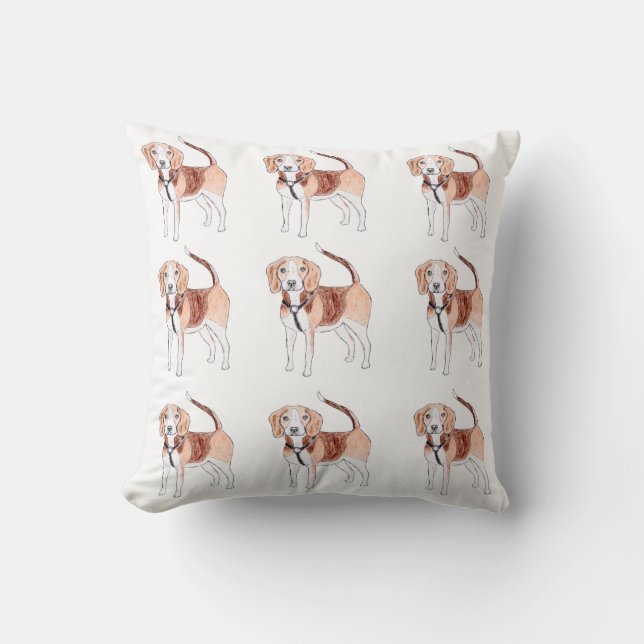 Beagle Hund Mönster Kudde (Framsida)