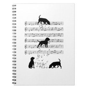 Beagle hund Music Note Clef Musician Cute Beagle d Anteckningsbok
