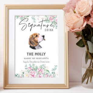 Beagle Hund Namnteckning Drink-tecken Poster