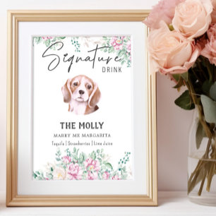 Beagle Hund Namnteckning Drink-tecken Poster