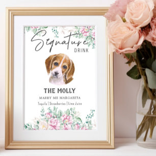 Beagle Hund Namnteckning Drink-tecken Poster