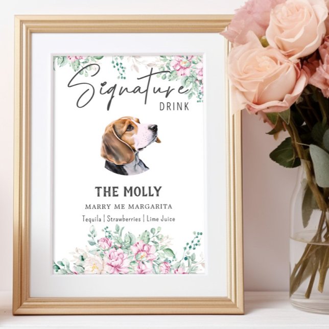 Beagle Hund Namnteckning Drink-tecken Poster (Skapare uppladdad)