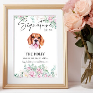 Beagle Hund Namnteckning Drink-tecken Poster