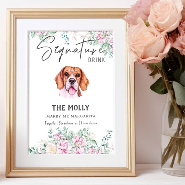 Beagle Hund Namnteckning Drink-tecken Poster (Skapare uppladdad)