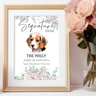 Beagle Hund Namnteckning Drink-tecken Poster