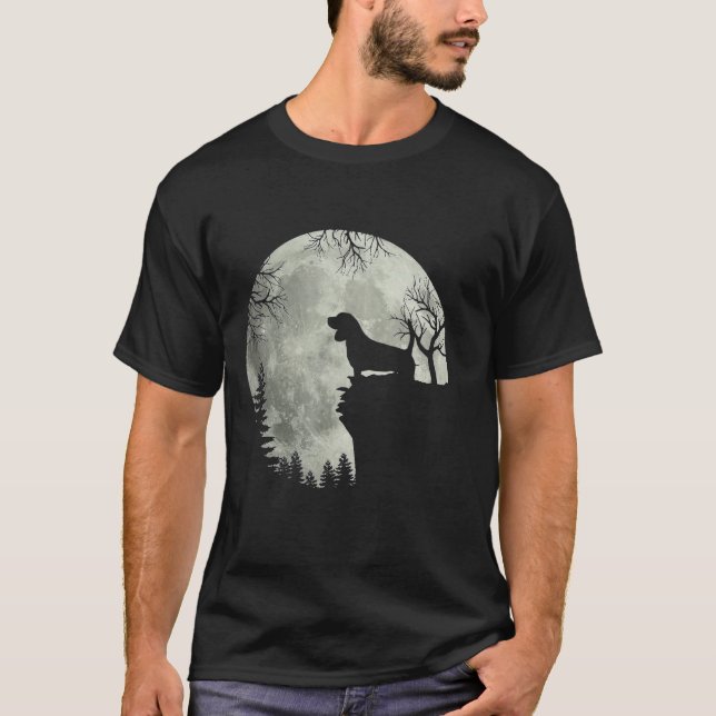 Beagle Hund och Måne Halloween-Beagle Hund Hallowe T Shirt (Framsida)