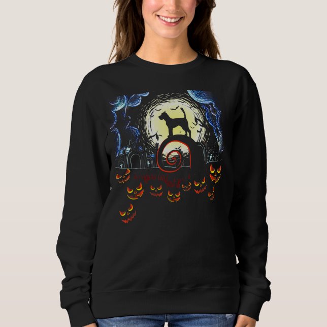 Beagle Hund och Måne Halloween Costume T Shirt (Framsida)