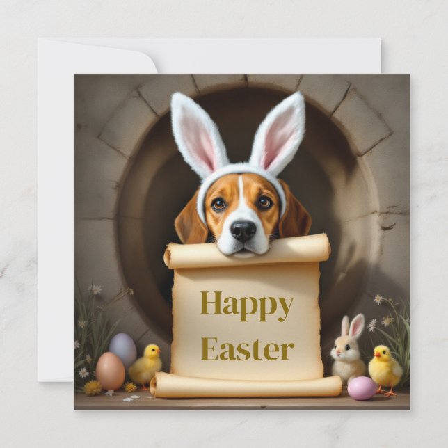 Beagle hund och meddelandet julkort (Framsida)