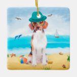 Beagle Hund on Beach Julgransprydnad Keramik<br><div class="desc">En Beagle sitta på stranden är en perfekt gåva till någon som kärlek i hund aveln.</div>