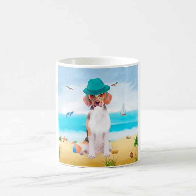 Beagle Hund on Beach Kaffemugg (Center)