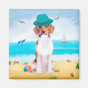 Beagle Hund on Beach Magnet