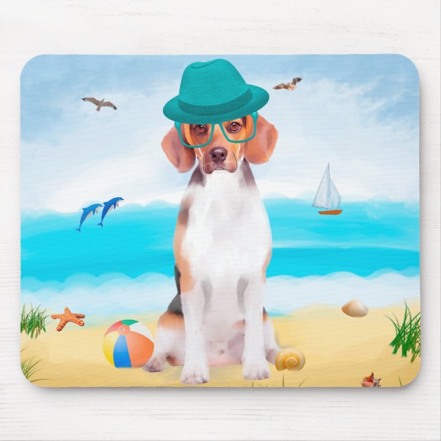 Beagle Hund on Beach Musmatta (Framsidan)