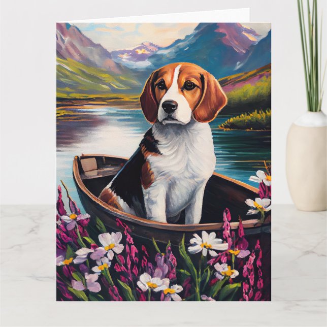 Beagle Hund på en åra: Ett naturskönt äventyr Kort (Framsida)