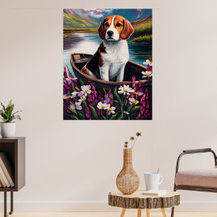 Beagle Hund på en paddel: Ett naturskönt äventyr Poster
