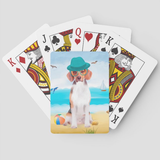 Beagle Hund På Strand Casinokort (Baksidan)
