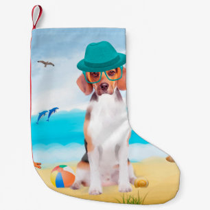 Beagle Hund På Strand Liten Julstrumpa