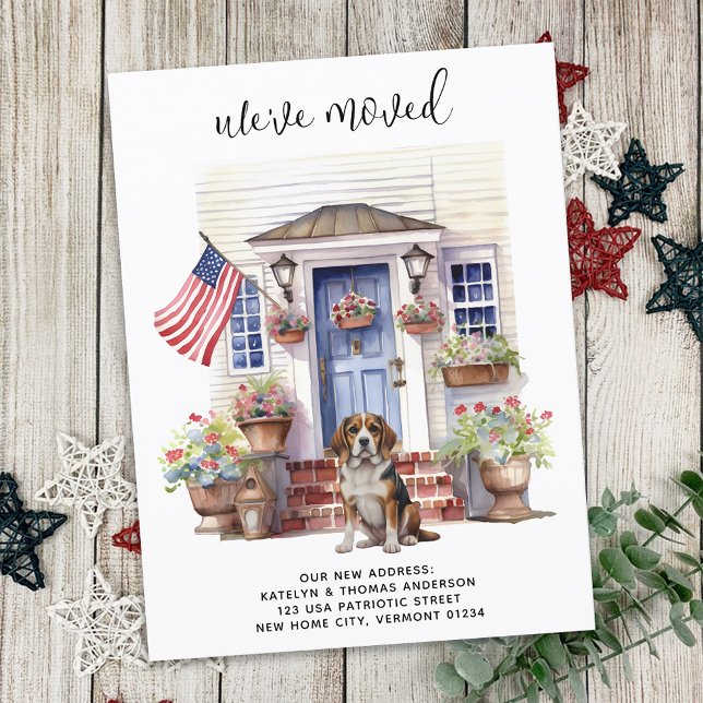 Beagle Hund Patriotic Personlig Pet Flytta Meddelande Vykort (Skapare uppladdad)