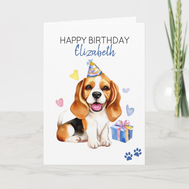 Beagle Hund Personlig Grattis på födelsedagen Kort (Framsida)