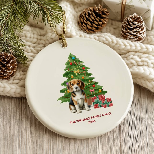Beagle Hund Personlig jul Julgransprydnad Keramik (Skapare uppladdad)