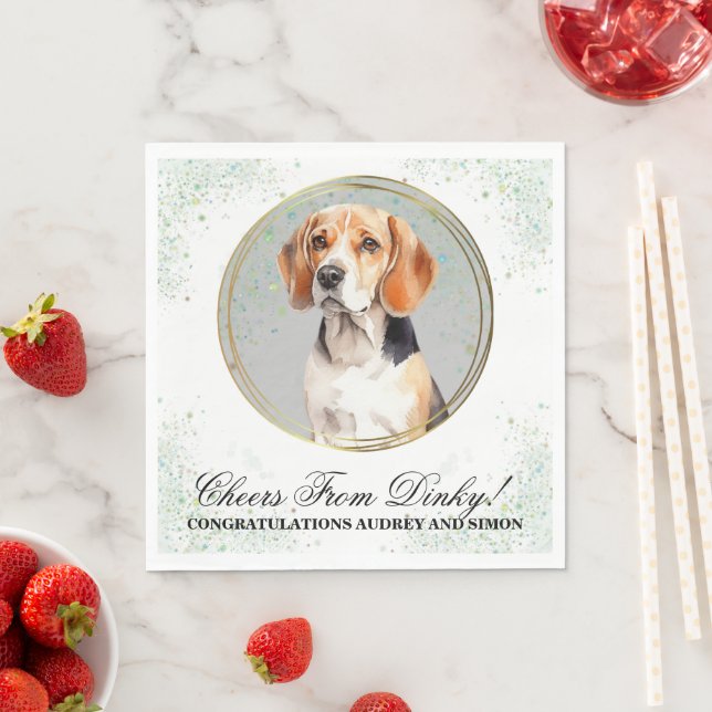 Beagle Hund Pet Bröllop Napkins with Hundar Photo Pappersservett (Insitu)