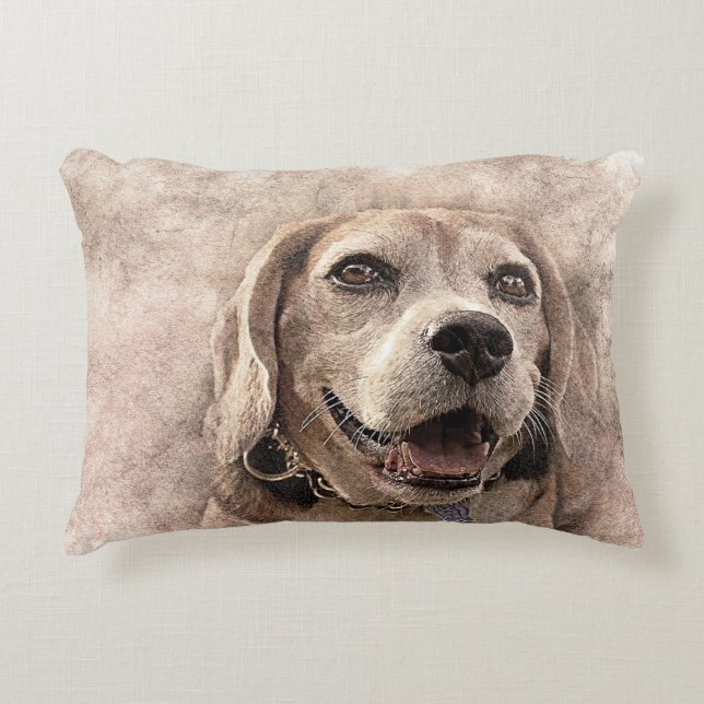 Beagle Hund Puppy Pet Pillow Prydnadskudde (Framsidan)
