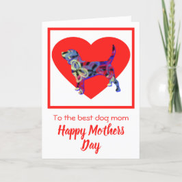 Beagle Hund Red Heart Mor's Day Greeting Card Tack Kort