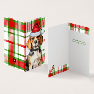 Beagle Hund Red och Grönt Play Helgdag Card Kort